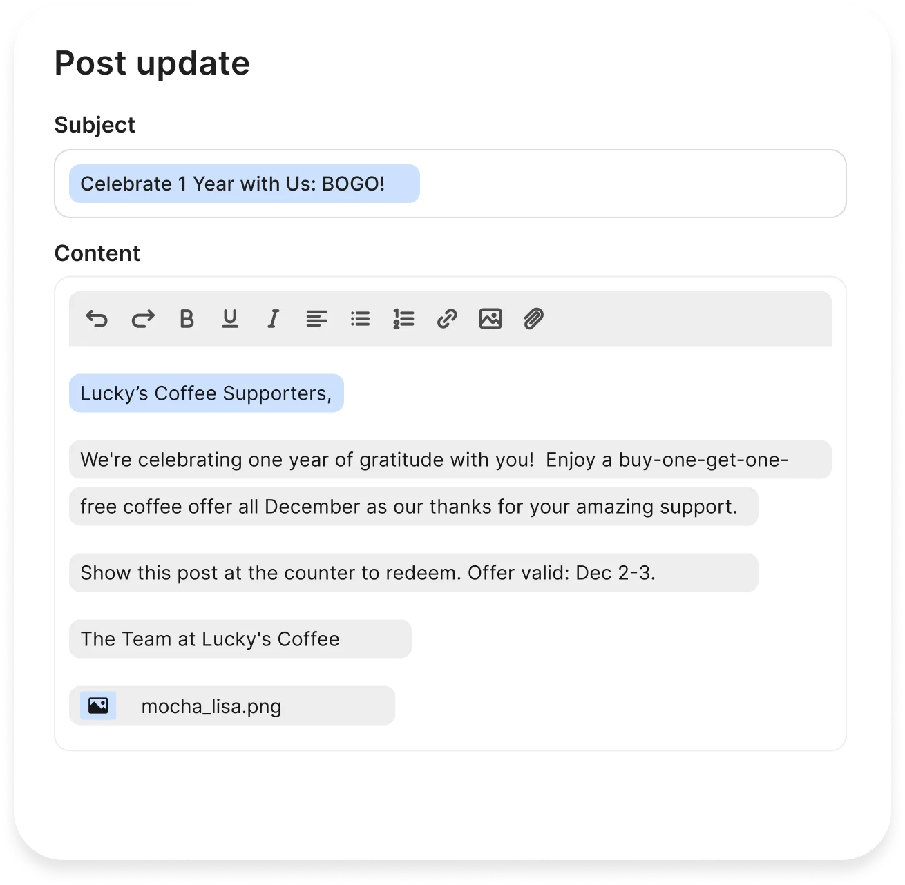 Send updates