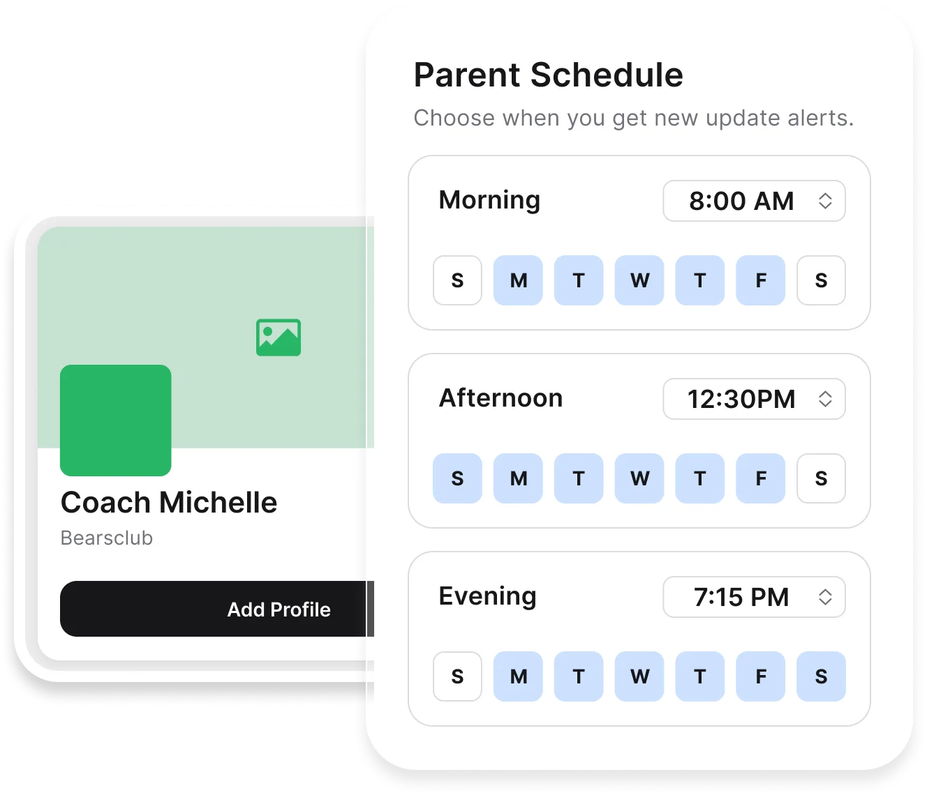 Parent interface mockup